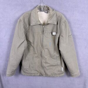 VTG‎ Y2K Transnine Jacket Mens M Green Sherpa Lined Field Military Canvas 2000s